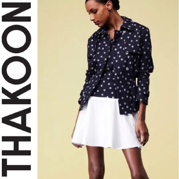 Thakoon addition navy polka dot sleeveless drop waist dress size 4 - Picture 1 of 10
